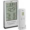 Image de TFA Dostmann Station météo sans fil XENA, 35.1162.54, avec capteur extérieur, mesure de la température intérieure et extérieure, prévisions météo, horloge radio, humidité, sur piles, argent