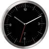Image de TFA Dostmann Horloge Murale Radio-pilotée, 60.3544.01, sans de tic-tac, Pendule Murale, analogique, en Verre Acier Inoxydable, Horloge Modern, Noir-Argent,