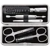 Image de ZWILLING Manucure kit (5 pièces, pour le soin des ongles des doigts et des pieds, étui en cuir véritable avec cadre métallique), Acier inoxydable poli, Édition Croco, noir