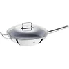 Image de ZWILLING Wok, Couvercle en Verre, Grille Amovible Inclus, Ø 32 cm, Acier Inoxydable, Compatible Induction, Manche Long, série Plus