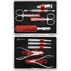 Image de ZWILLING Manucure kit (10 pièces, set complet pour les ongles des mains et des pieds, étui en cuir véritable avec cadre métallique), Acier inoxydable poli, Édition Croco, Rouge