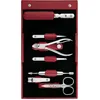 Image de ZWILLING Manucure kit (7 pièces, Set de pédicure, Set de trousse de voyage, Soins des ongles, Cuir véritable), Acier inoxydable poli, Rouge