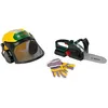 Image de Theo Klein 8197 Bosch Set de bûcheron, avec tronçonneuse, Casque forestier et Gants, Bruit de sciage réaliste et lumière Clignotante