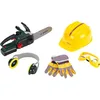 Image de Theo Klein 8532 Set bûcheron Bosch - avec tronçonneuse électronique : bruitage, Fonction Lumineuse et chaîne tournante - avec Casque, Casque Anti-Bruit, Lunettes et Gants - pour Les Enfants dès 3 Ans