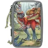 Image de Depesche 13277 Dino World Bite - Trousse à Crayons à 3 Compartiments remplie en Vert, avec Motif de Dinosaure et forêt, Trousse à Crayons avec Crayons de Couleur, règle, Ciseaux et Bien Plus Encore.