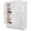 Image de Inter Link   Armoire rustique   Armoire de chambre 3 portes   Armoire avec miroir - 3 tiroirs   1 penderie et 5 niches   Armoire en pin massif   Vernis blanc   L :150 x P :56 x H :198 cm   Kappl