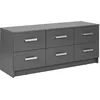 Image de Inter Link - Commode - Armoire d'entrée - Sideboard Moderne - Armoire d'appoint - 6 tiroirs - Gris - Elenzio 6S