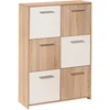 Image de Inter Link - Commode - Buffet - Commode 6 portes - 2 coloris - Mélaminé - Imitation chêne Sonoma et blanc - LxPxH : 77x30x115 cm - Egadi