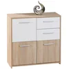 Image de Inter Link - Commode - Buffet - Commode avec 3 portes et 2 tiroirs - 2 couleurs - Revêtement mélaminé - Imitation chêne Sonoma et blanc - LxPxH : 77x30x77 cm - Eboli