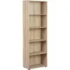 Image de Inter Link - Bibliothèque - Étagère sur pied - 5 compartiments - Étagères réglables en hauteur - Étagère en bois - Salon - Bureau - Parini 4 - Fini chêne