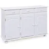 Image de Inter Link - Commode de style rustique - Buffet - Buffet buffet - Style rustique - Armoire d'appoint - Pin massif - 3 portes - 3 tiroirs - Blanc laqué - Livio