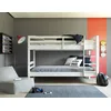 Image de Inter Link   Lit Superposé pour enfants  Bois de pin massif   Avec échelle   2 couchages 90 x 190 cm   Avec 2 sommiers à lattes   Barrière de sécurité - Rick   Vernis blanc, 90x190cm