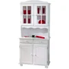 Image de Inter Link Vaisselier Bahut Buffet haut rustique Pin massif vernis blanc