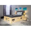 Image de Inter Link - Lit Double Multifonction Avec Rangements - Tables de Chevet, 6 Tiroirs, 8 Niches - Bois Massif - 2 Sommiers - Nature - Claas 140 x 200 cm
