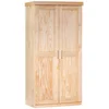 Image de Inter Link   Armoire fonctionnelle   Armoire de chambre 2 portes   Pin massif vernis incolore   Tringle métallique   Avec une étagère   95x55x190 cm - Leon