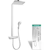 Image de hansgrohe Raindance E - Colonne de douche avec mitigeur thermostatique, douche pluie (360 x 190mm) avec robinet, douchette, support, flexible de douche, barre et douche de tête carrée, Chromé,27112000