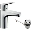 Image de hansgrohe Focus - Mitigeur de lavabo sans tirette ni vidage, économie d'énergie (CoolStart), Robinet de salle de bain avec hauteur sous bec 94 mm, économie d'eau (EcoSmart), Chromé, 31621000