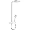 Image de hansgrohe Raindance Select E - Colonne de douche avec mitigeur thermostatique, douche pluie 300 mm avec robinet, douchette, support, flexible, barre et douche de tête carrée, Blanc mat, 27127400