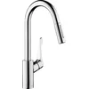 Image de hansgrohe Cento - Mitigeur de cuisine avec douchette extractible, 1 jet, Robinet avec hauteur sous bec 570 mm, Robinetterie avec bec pivotant et extensible, Chromé, 14803000