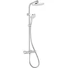 Image de hansgrohe MySelect S - Colonne de douche avec mitigeur thermostatique, douche pluie 240 mm avec robinet, douchette, support, flexible de douche, barre et douche de tête ronde, Blanc/chromé, 26758400