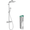Image de hansgrohe Crometta E - Colonne de douche économie d'eau (EcoSmart) avec mitigeur thermostatique, douche pluie (240 x 240mm), douchette, support, flexible, barre et douche de tête, Chromé, 27281000