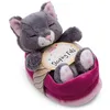 Image de NICI Peluche Chat Gris 12cm, Dormant dans Son Panier - Peluche pour câliner et Aimer, Produit durablement à partir de matériaux recyclés - 49746