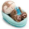 Image de NICI doudou loutre avec poisson 12 cm endormi dans le panier - gris - Peluche douce, adorable pour câliner et jouer, pour enfants et adultes, une excellente idée cadeau - 61582