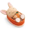 Image de NICI doudou lapin avec carotte 12 cm endormi dans le panier - marron - Peluche douce, adorable pour câliner et jouer, pour enfants et adultes, une excellente idée cadeau - 61584