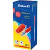 Image de Pelikan Stick Pro Boîte de 20 Stylos à bille en plastique Rouge avec Corps transparent/Grip ergonomique