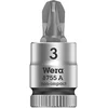 Image de Wera 05003355001 8755 A Douille-Embout Pozidriv Zyklop à emmanchement 1/4", PZ 3 x 28 mm, Noir