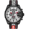 Image de Diesel Montre pour homme Mega Chief, mouvement chronographe, boîtier en acier inoxydable noir de 51 mm avec bracelet en nylon et silicone, DZ4512
