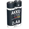 Image de ANSMANN Piles rechargeables Mignon AA NiMH 2700 mAh 1,2 V (lot de 2)   Piles HR6 sans effet mémoire, à haute capacité et faible autodécharge   Accumulateurs pour radio-réveil, télécommande, etc.