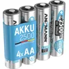 Image de ANSMANN Piles rechargeables HR6 NiMH 2500 mAh 1,2 V (lot de 4)   Piles rechargeables Mignon AA à faible autodécharge   Accumulateurs pour appareils énergivores (radio-réveils, lampes torches, etc.)