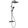 Image de Ideal Standard Ceratherm T25+ Colonne bain-douche, Pommeau de douche écologique à économie d'eau avec jets variables (8 l/min), protection anti-brûlure   Noir Mat (315x510.5x1117 mm)