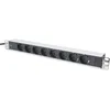 Image de DIGITUS DN-95401 - Prise multiple 19" - 8 prises - fiche d'entrée CEE7/7 - 1U - 250VAC 50/60Hz - 16A - 4000W - Pour armoires de réseau et de serveur 19 pouces
