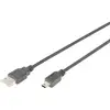 Image de Digitus Câble USB USB 2.0 USB-A mâle, USB-Mini-B mâle 1.00 m noir avec fonction OTG AK-300108-010-S