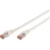 Image de Digitus DK-1644-010/WH RJ45 Câble réseau, câble patch CAT 6 S/FTP 1.00 m blanc ignifuge, feuille de blindage, blindage par tresse, blindé, sans halogène, rond,
