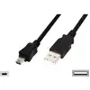 Image de Digitus Câble USB USB 2.0 USB-A mâle, USB-Mini-B mâle 3.00 m noir rond, blindage double AK-300130-030-S