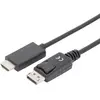 Image de Câble adaptateur Digitus DisplayPort / HDMI Fiche mâle DisplayPort, Fiche mâle HDMI-A 1.00 m noir AK-340303-010-S blindage triple Câble DisplayPort