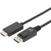 Image de Câble adaptateur Digitus DisplayPort / HDMI Fiche mâle DisplayPort, Fiche mâle HDMI-A 3.00 m noir AK-340303-030-S blindage triple Câble DisplayPort