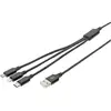Image de Digitus Câble de charge USB Connecteur Lightning , USB-A mâle, USB-C® mâle, USB-Micro-B mâle 1.00 m noir blindage par tresse extrêmement robuste, flexible,