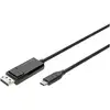 Image de Câble de raccordement Digitus DisplayPort / USB-C® Fiche mâle DisplayPort, USB-C® mâle 2.00 m noir AK-300334-020-S blindage triple, flexible, sans halogène,