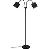 Image de Reality Lampadaire TOMMY R46332079, métal noir mat, abat-jour en tissu noir, doré, exclusivité 2x E14