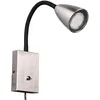 Image de Trio, Applique, Wanda 1xGU10, max.10,0 W Corps: Métal, Nickel mat L:8,5cm, H:23,5cm, P:22,0cm Interrupteur,Flexible,Montage au mur,IP20,Sans illuminant,FLEXConnect