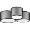Image de Trio, Plafonnier, Burton 3xE27, max.40,0 W Organza, Fumé, Corps: Métal, noir mat L:65,0cm, L:55,0cm, H:21,5cm Sans illuminant