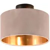 Image de Trio Leuchten Plafonnier Julieta 619000244, métal noir mat, abat-jour beige velours/doré, excl. 2x E14