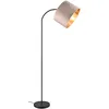 Image de Trio Leuchten Lampadaire Julieta 419090144, métal noir mat, abat-jour beige velours/doré, excl. 1x E27