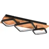 Image de Trio Plafonnier LED Rama 643210332, métal noir mat, bois naturel, LED 32 Watt incluse, variateur d’intensité