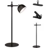 Image de Reality Leuchten Maxima R57791102 Lampe de table LED à batterie en métal noir mat avec 4 LED 3 W tactiles avec pied, fixation murale et dispositif de serrage