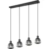 Image de Trio Leuchten Suspension TARIFA 362800432, métal noir mat, verre chrome vaporisé, excl. 4x E27